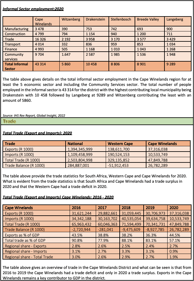 Cape Winelands District socio-economic profile statistics
